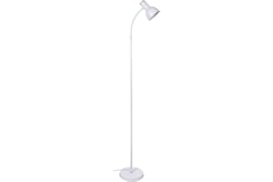 BEL AIR HOME - Lampadaire LED sur Pied Salon Argos | Halogene LED Puissant | Avec Liseuse | Design Blanc et Bois (AMPOULE NON INCLUSE) (BLANC)