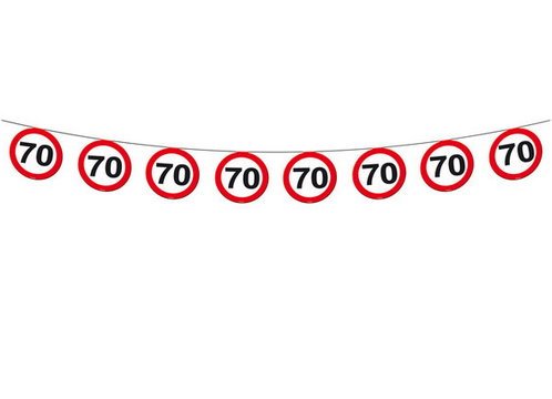 70.Geburtstag Girlande Flagbanner mit Zahl 70 Wimpelkette mit 15 Verkehrsschildern und 12m lang Dekoration zum 70er Geburtstag Party Jubiläum oder andere Anlässe - 2
