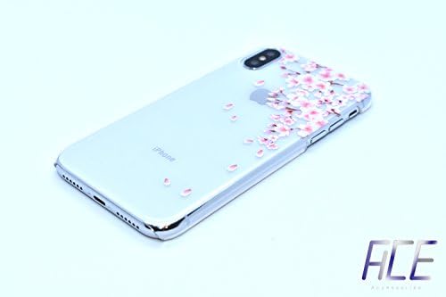 ACE-ACCESSORIES Pretty White Blossom Design Floral Roses Flowers Vintage Retro Case Hard Cover for iPhone X