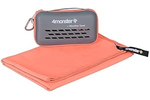 4Monster Asciugamano da viaggio in microfibra ad asciugatura rapida, leggero asciugamano da palestra ultra morbido, super assorbente, compatto per sport, palestra