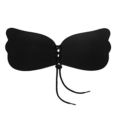 URPLITY Women's Plus Size DD E F G H I J Self Adhesive Backless Invisible Silicone Push Up Strapless Sticky Bra With Drawstring