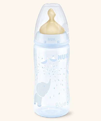 Nuk - Biberón cuello ancho First Choice+ Blue&Rose 300ml Látex Azul T1-M