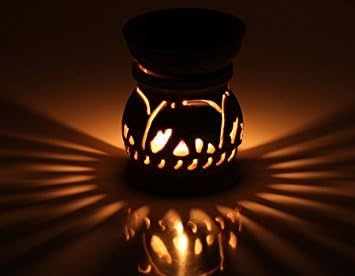 SouvNearSoapstone Aroma Diffuser, Handcarved Elephant Motifs, Tealight Heated Detachable Stone Bowl, Aromatherapy Essential Oil Warmer - India Artisan Craftsmanship