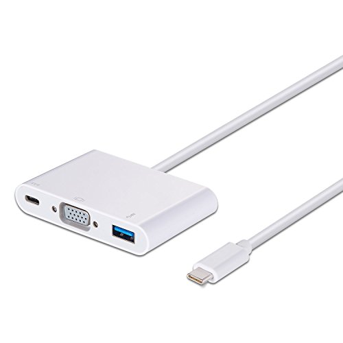 Alida Systems & reg; USB 3.1 Typ-C auf VGA, USB 3.0 und Netzteil. Dieser Adapter funktioniert mit Apple Macbook Retina 12 "Laptop 2015, 15" MacBook Pro 2016, Google Chromebook Pixel, neuer Acer Switch Alpha 12, Dell XPS 13/15, Lenovo Yoga 900, Pixel C, LG G5, LG V20, Lumia 950 / 950XL, HP Spectre X2, 2016 13 "/ 15" Neues MacBook Pro mit Thunderbolt 3 / USB-C-Anschluss, 2016 12 "Retina MacBook, LG Google Nexus 5X.
