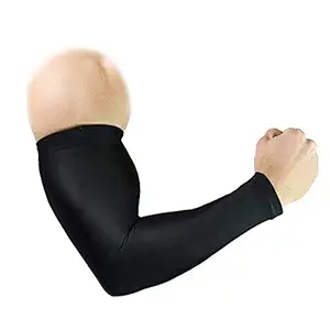 GreatDio High Performance Arm Sleeves for Athletic Arm Sleeves Perfect for Cricket, Bike Riding,Cycling Lymphedema, Basketball, Baseball, Running & Outdoor Activities (Sold as a Pair) (Black)
