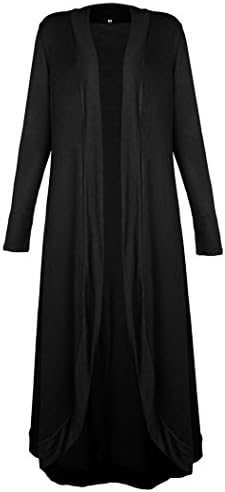 Issza Women's Casual Long Sleeve Open Front Solid Color Lightweight Long Maxi Cardigan
