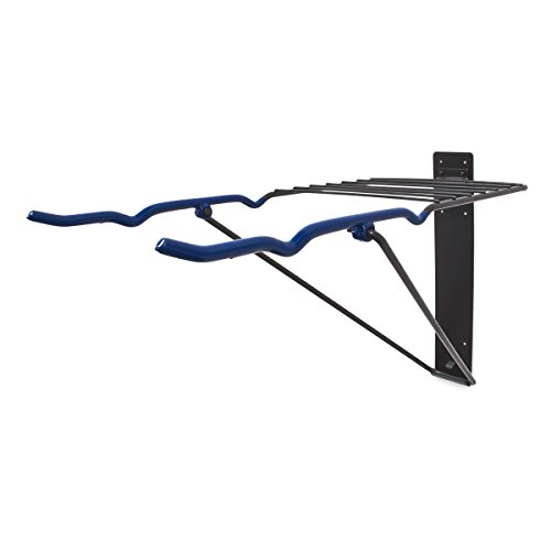 Relaxdays Fahrradhalterung, Für 2 Fahrräder, Fahrradhalter zur Wandmontage, Max. 50 kg, HBT 43,5 x 34 x 67 cm, schwarz / blau - 2