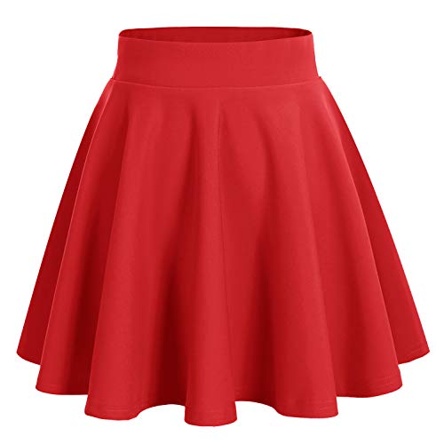 DRESSTELLS Falda Mujer Mini Corto Elástica Plisada Básica Multifuncional Red 2XL