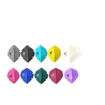 H & S Anti Pollution, Dust Protection 5-layer N-95 Face Earloop Mask (Grey, Black, Light Blue, Yellow, White, Pink, Dark Blue, Green, Maroon and Purple) -Pack of 10