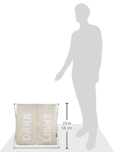 WENKO 3440112100 Wäschesammler Duo Beige – Wäschekorb, Fassungsvermögen 120 L, 100 % Polyester, 59 x 57 x 38 cm, Beige - 5