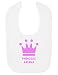 Personalised Princess Name Pink Crown Customise With Name Cute Unique Velcro Fastening Baby Bib