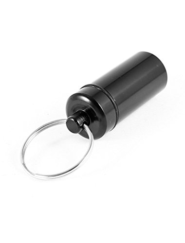 sourcingmap® Schwarz Aluminum Schlüsselring Kapsel Halter Pillendose Tabletten Container - 3