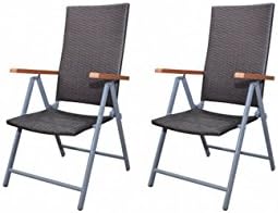 2 Pcs Foldable & Adjustable Rattan Garden Chair In Brown With Smooth And Glossy Finish Has Excellent Durability - Perfect For Your Outdoor Setting By eCommerce Excellence