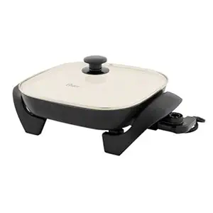 Oster CKSTSKFM12W-ECO DuraCeramic Electric Skillet, 12-Inch, Black/Creme