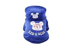 TBOP Dog Clothes Hooded Dog Sweater Cartoon Pet Clothing Supplies Sportswear (Dark Blue_XL)(Color May Vary)