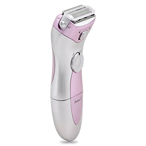 Kemei Cordless Lady Shaver, Women Body Facial Bikini Leg Hair Removal Trimmer Electric Razors, Safe Battery Operated