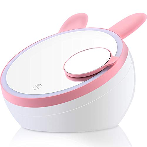 Preisvergleich Produktbild LFLONG Desktop-Kosmetikspiegel, Rasierspiegel für Badezimmer, Induktions-LED, beleuchteter Spiegel, Lumineszenz + Normaler 8-Zoll-Rundkopf, 360 ° Schwenkkopf Design-Chargeable,A