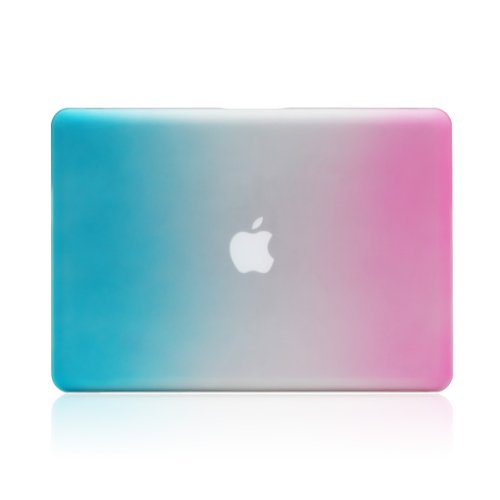 i-Buy Matte Gummierte Harte Schutzhülle Hülle für Apple Macbook Air 15.4 Zoll mit DVD-Treiber + Schutzfolie + Silikon Tastaturschutz + Anti-Staub-Stecker – Regenbogen - 4