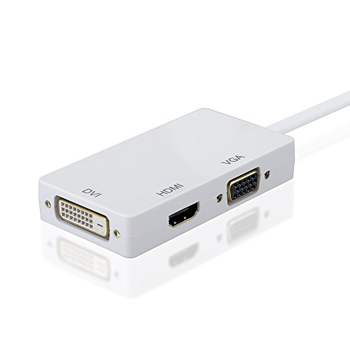 OMorc 3 in 1 Mini Displayport DP auf HDMI DVI VGA Kabel-Adapter Konverter für Apple MacBook, MacBook Air Pro, iMac, Mac mini, Microsoft Surface Pro 1 2 3, Thinkpad X1 usw. – Weiß - 3