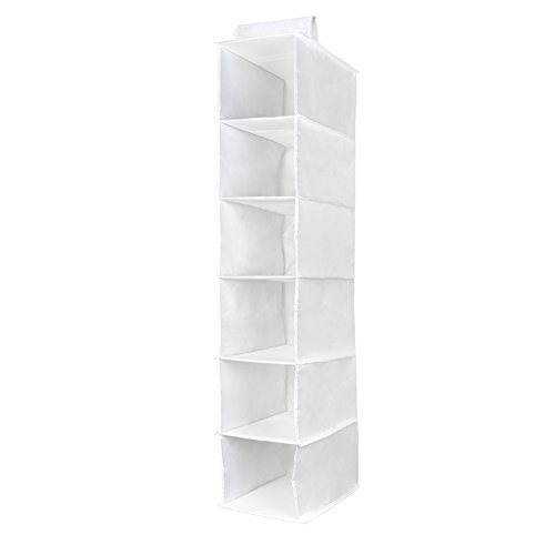 YINGGG Organizador Estante de Ropa con 6 baldas, Estantería de Tela para organizar armarios (Blanco, 20cm)