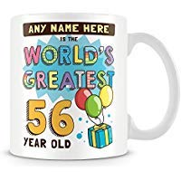 Coffee Mug, 56th Birthday Gift for Men Personalised Ceramic Coffee Cup, 11 Oz, White