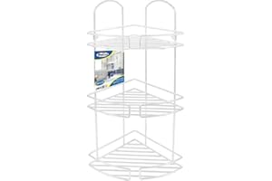 MAURY'S GRANDI MAGAZZINI ITALIANI DAL 1982 MENSOLA ANGOLIERA 3 PIANI BAGNO E DOCCIA IN METALLO RIVESTITO APPENDIBILE (Bianco)