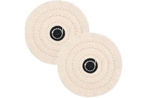 BHOULANDI Cotton Buffing Wheel Pad, 50 Layers, 2 Pieces White Buffing Wheel Pad Kit, Wheel Shaped Polishing Tool for Manifold, Aluminum, Stainless Steel, Chrome, Glass (6 inch)