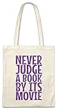 Größe: 38 cm x 42 cm Urban Backwoods Never Judge A Book by Its Movie Hipster Bag Beutel Stofftasche Einkaufstasche