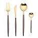 Produktbild Besteck Set aus Edelstahl Matt Rostfrei in edlem Design (Braun-Bronze)