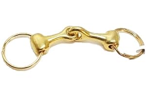 Hill Leather Company Solid Brass Horse Snaffle Bit Key Chain, Gold, 3"