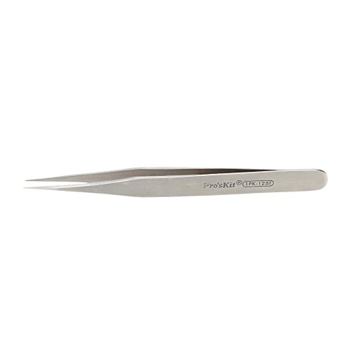 Pro’sKit 1PK-125T Edelstahl Pinzette Saeurebestaendige Unmagnetische Superfein Spitze Gerade Mini Pinzette -Silber - 6