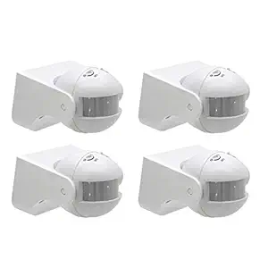 Quick sense 180` Wall-mount PIR Motion Switch With Light, Energy Saving Sensor Lux Adjustment Set of 4