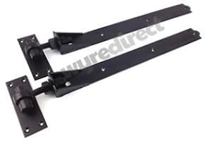 MUTANO Wyre Direct Adjustable Gate Hinges Pair 600mm 24" Black Heavy Duty Hook and Band Stable