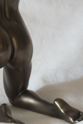 Weiblicher Akt Harmonie Frau kniet Arme am Kopf bronziert Figur Skulptur - 7