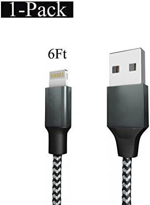 iPhone Charger, TIYI 1-Pack [6FT/2M] Nylon Braided Lightning to USB Cable Fast Sync Charging Cord for iPhone 7/7 Plus/6s/6s Plus/6/6 Plus/5/5S/5C/SE/iPad and iPod