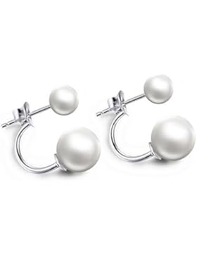 Lieberpaar Damen Einseitiges Perlenohrstecker 925 Sterling Silber Ohrringe Ohrstecker (8mm)