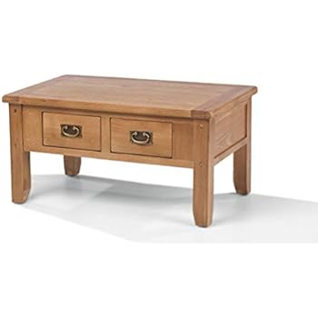 Monaco Rustic Oak Small Coffee Table With Drawers Rustic Natural