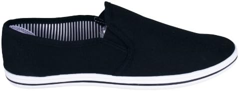 Mens Casual Canvas Casual Elasticated Fit Slip On Plimsoll Deck Shoe Espadrilles Pumps Black 10
