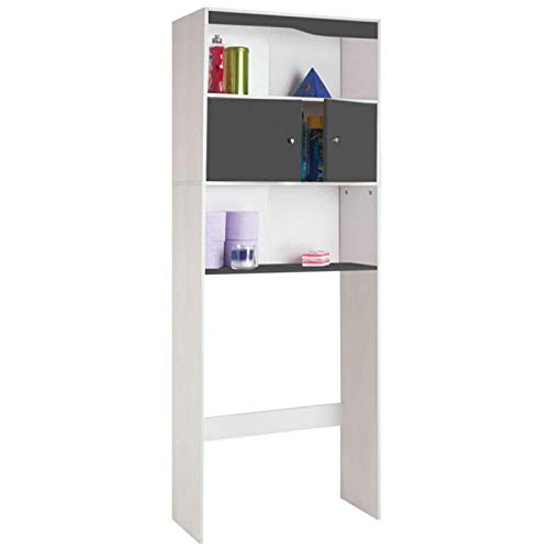 IDMarket - Meuble étagère dessus wc bois coloris gris