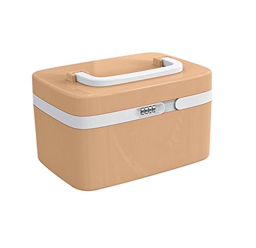 Preisvergleich Produktbild EVERTOP Kosmetik Organizer Aufbewahrungbox Kunststoff Tragbare Make Up Aufbewahrung ABS Schmuckkoffer 10L Kosmetikbox Schloss Beauty Schminkkoffer Medizin Erste Hilfe Box 20 x 28 x 17,4cm - Khaki