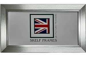 Skelf Frames 16inches x 8inches Brushed Silver with Silver Inlay Panoramic Picture Photo Frame with Glass