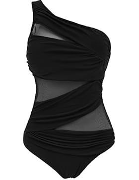 TDOLAH Damen One Shoulder Einteilige Gaze Badeanzug Bikini Set