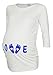 Happy Mama. Women's Maternity Love and Little Feet Funny Print T-shirt Top. 548p (Off White, UK 8/10)