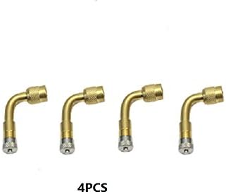 somarke Brass Air Tyre Valve Extension Adapter for Car Truck Motorcycle Bike Scooter - 45 degrees, 90 degrees, 135 degrees, Set of 4 (90°)