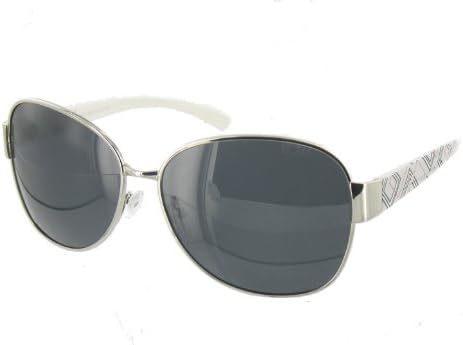 Womens Ladies Designer Fashion Polarized Sunglasses Shades with Free Hard Case - Black Lens and Silver Frame