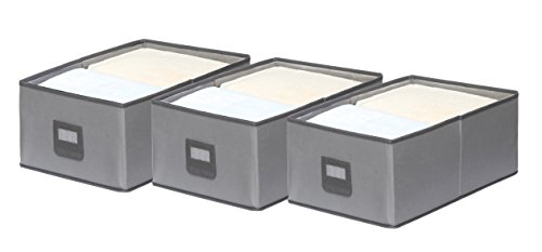StorageManiac: 3 Stück – Stabile Schubladen, Ablagefach aus Polyester, Farbe: grau - 5