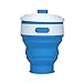 Produktbild Mazur 300 ml Silikon Faltbare Tasse Wiederverwendbare Tragbare Gefaltete Kaffeetasse Wasserflasche für Outdoor-Reisen Camping Wandern Picknick (Blau)