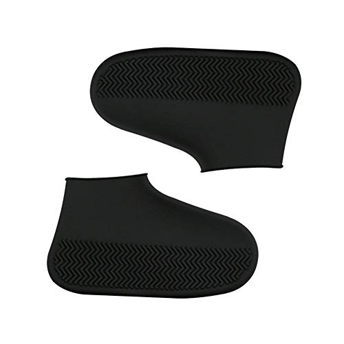Preisvergleich Produktbild AOLVO Silikon-Überschuhe, wiederverwendbar, wasserfest, Regenstiefel, Rutschfest, waschbar, Regenschuhe für Kinder, Damen und Herren, Schwarz, M