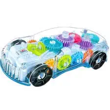 TOYSM Transparent Toy Car for Toddlers | Electric Mechanical Gear Race Car with Colorful Light and Charming Music| Sports Car | Toy Car for Boys | 360 Degree Car | 3D Flashing LED Lights(Small)