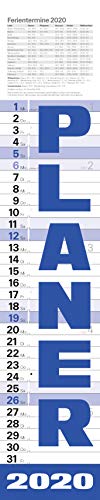 Planer Blau 2020: Streifenkalender mit Datumsschieber, Ferienterminen und Spiralbindung I schmales Format: 11,5 x 57,5 cm